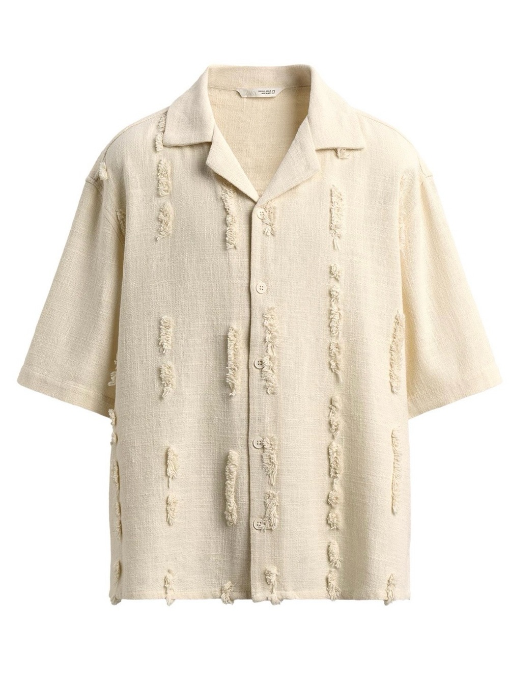 Zara Cream Short Sleeve Button-Down Shirt